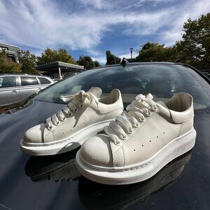 Alexander McQueen Oversized White Sneakers – Classic Leather Luxury, EU 38 (US 8